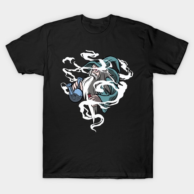 Smoking Wizard T-Shirt by lordambyar